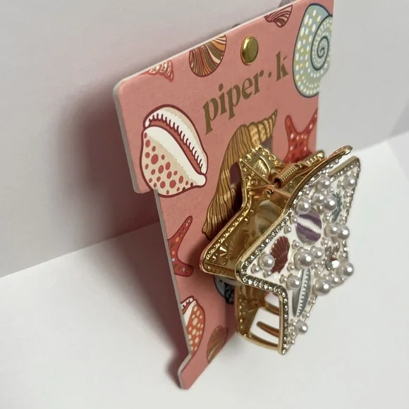 NWT ⚜️🤍⚜️ Piper K Gorgeous Starfish Hair Clip with Seashells and Pearls - Picture 10 of 15